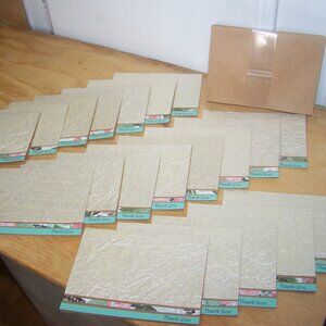 Set of 20 Handmade Brown & Floral Thank You Cards NWT